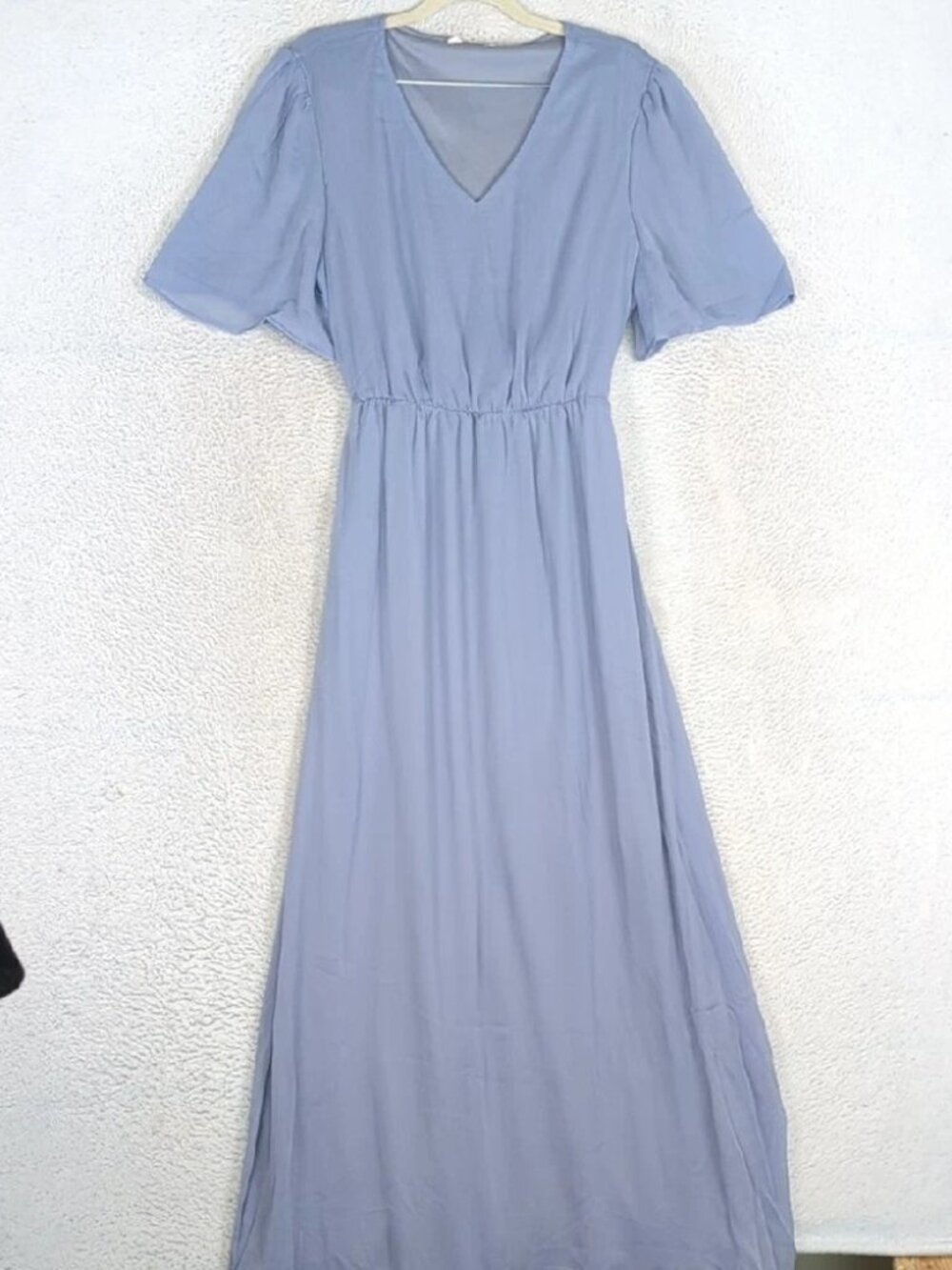 Blue flowing chiffon women's formal long dress